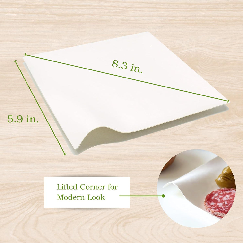 50ct Small 5.9'' Square White Sugarcane Mini Appetizer Plates | CMJJ