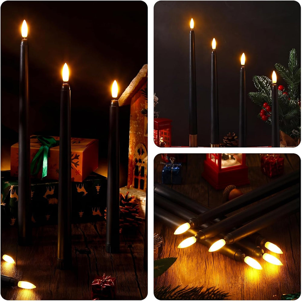 Baquler 100 Pcs Flameless Taper Candles LED Flickering Candlesticks, Black