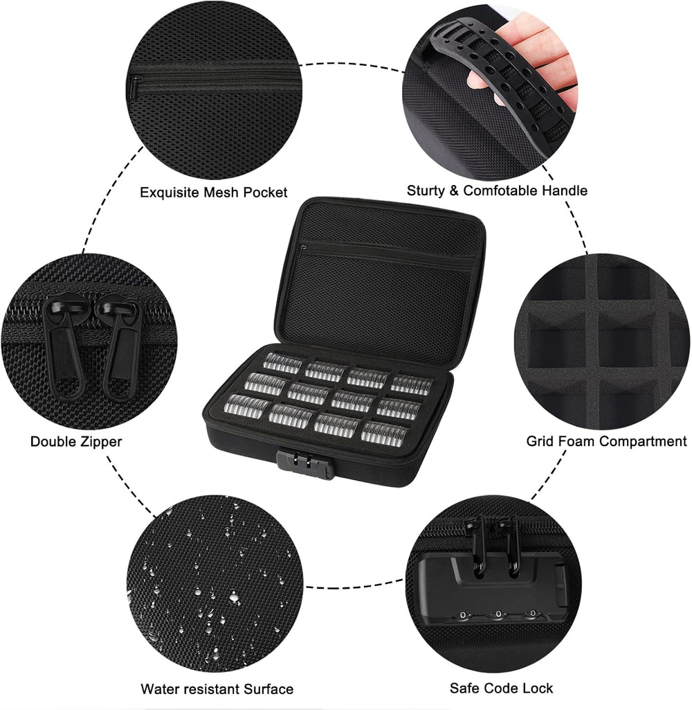 46mm Coin Capsules with Black Foam Gasket and Storage Organizer Box 96PCS