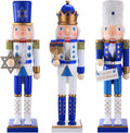 Blosssound 3 Pack 16" Hanukkah Nutcracker Decorations Wooden Jewish Decor