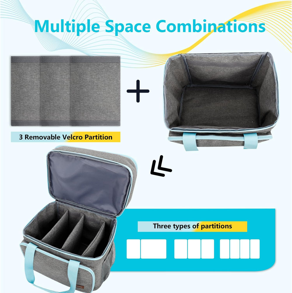 Crafts Storage Bag, Double-Layer Craft Organizer with Adjustable Dividers
