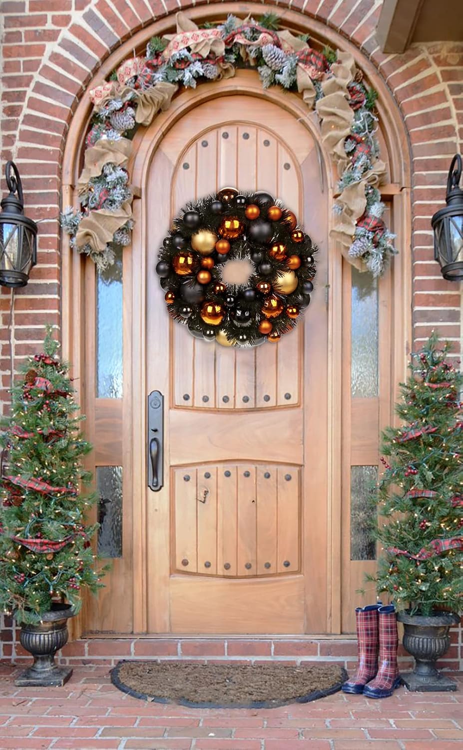 halloween black ball wreath 13" xmas wreaths ornaments, side view
