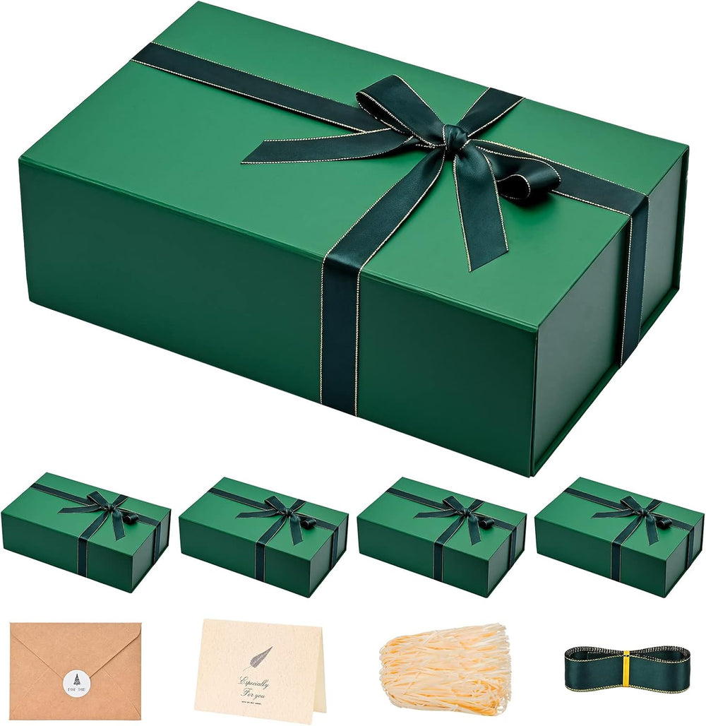 Dark Green Magnetic Gift Box for Christmas, 13.85"x8.35"x4.45"