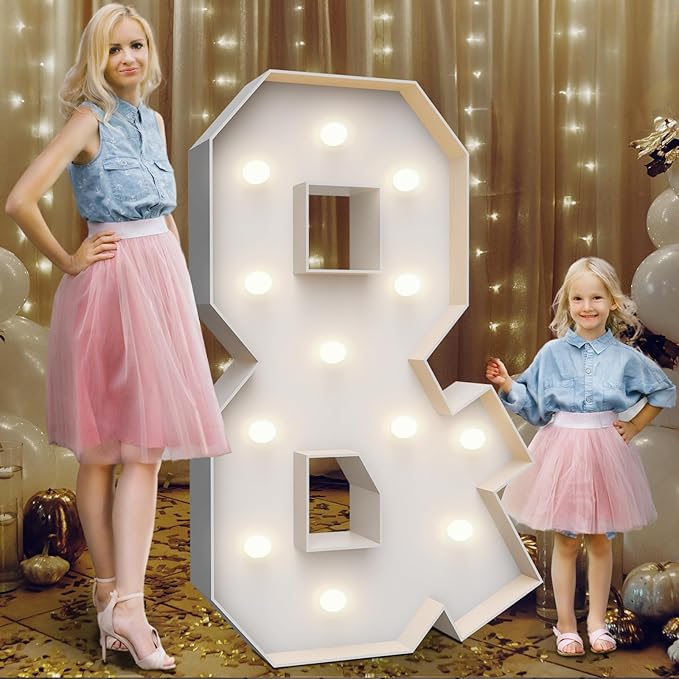 4FT Marquee Light Up Letters &,Party Decoration Large Marquee Light Up Letters with Weighted Water Bag,Pre-cut Foam Board Set Can Be Used for Birthdays,Weddings,Baby Anniversaries