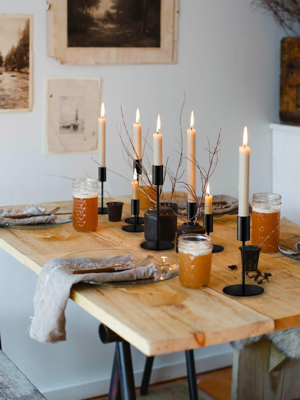 Black Candlestick Holders Bulk, Taper Candle Holders 27Pc, 3 Heights