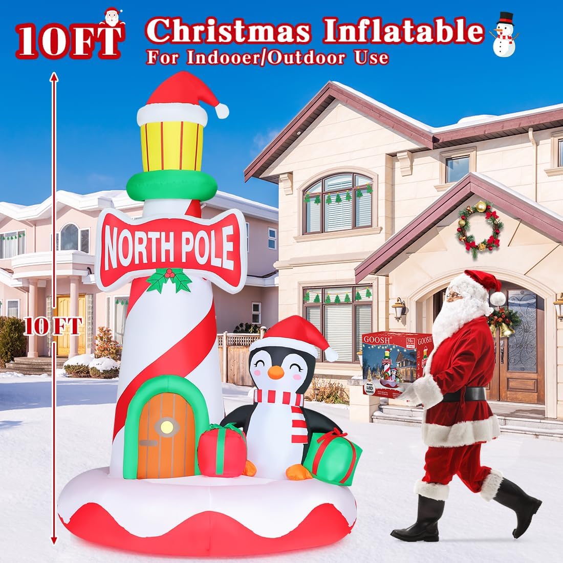 goosh 10 ft chriatmas inflatables lighthouse decorations blow, package contents