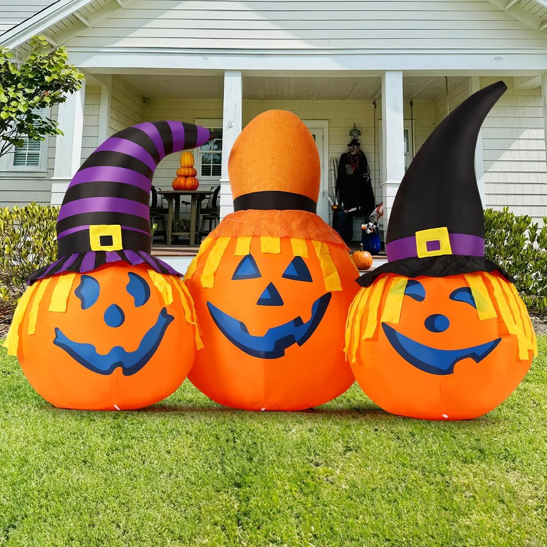 goosh 6 ft halloween inflatables outdoor pumpkin combo, side view