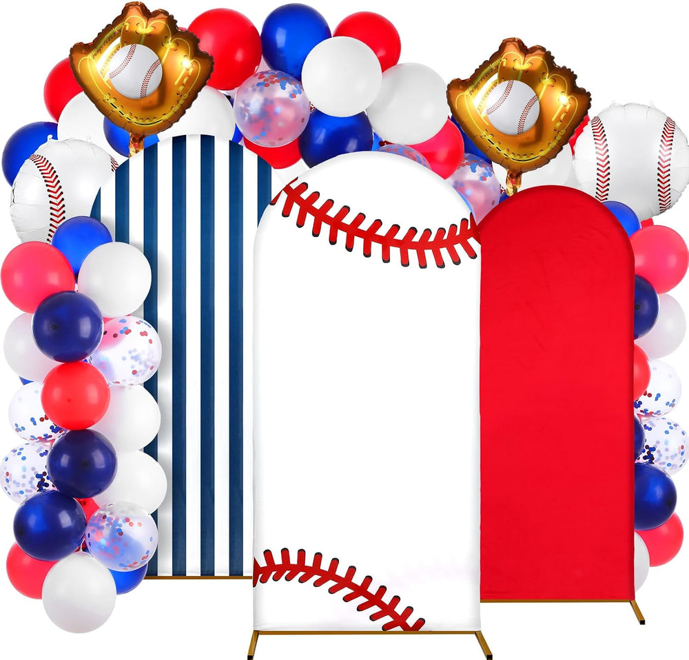 Foilswirl 34 Pcs Baseball Balloon Arch Kits, Baseball Arch Backdrop Cover