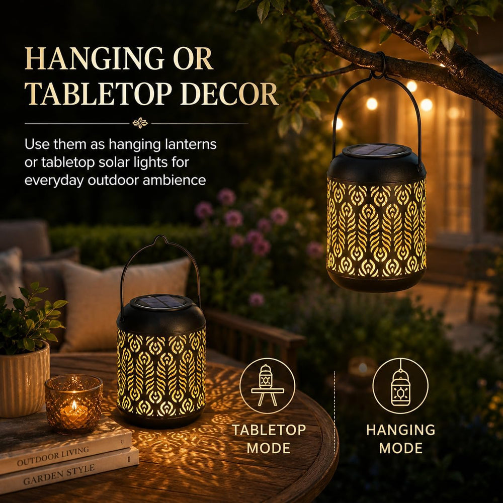 LeiDrail Solar Lantern Outdoor Hanging Lanterns Garden Metal Decorative Light...