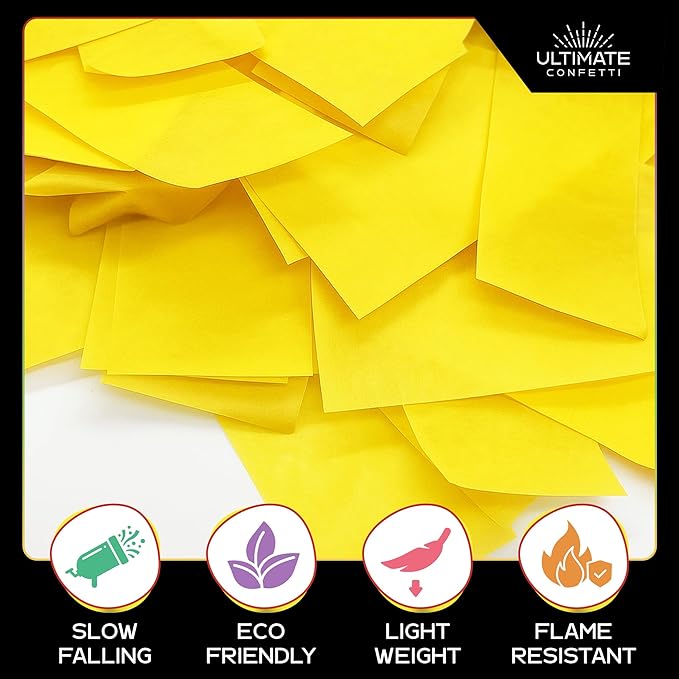 Ultimate Confetti, Yellow Biodegradable Confetti - Rectangular Fluttering Tissue Paper Confetti for Cannon and Launcher use – Best for Gender Reveal, Parties, Concerts and Weddings - 20 lb, 320 oz
