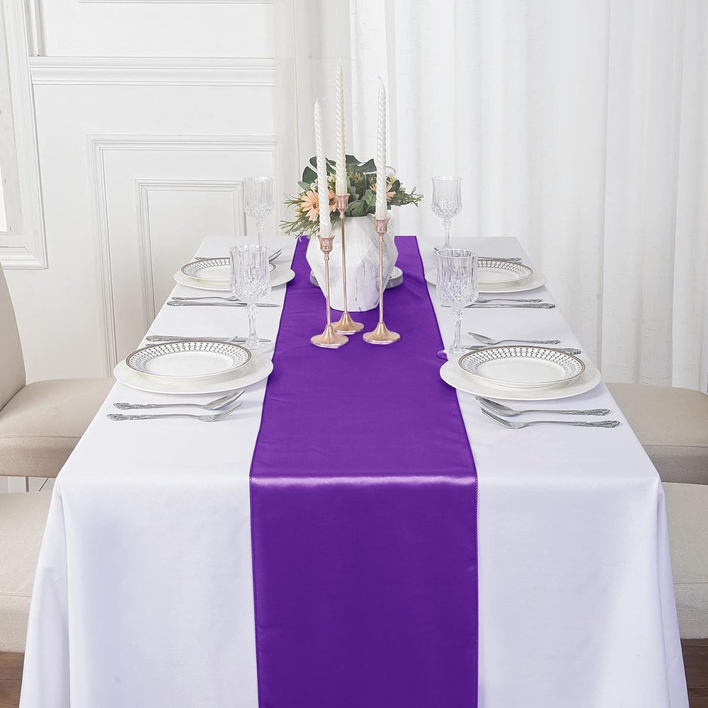 24Pack Table Runner 12 x 108 Inches Satin Silk Table Runner for Wedding, Birt...