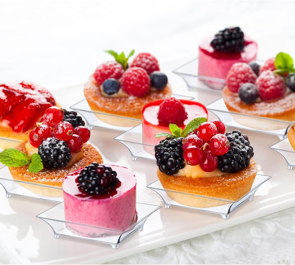 300 Pcs 2.4'' Clear Mini Dessert Plates 1oz Square Appetizer Plates