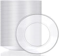 Mimorou 200 Pcs Clear Plastic Dessert Plates 5.5 Inch Disposable Cake Plates Small Party Dishes Bulk Clear Round Dishes for Wedding Dinner Appetizers BBQ Travel Catering Events