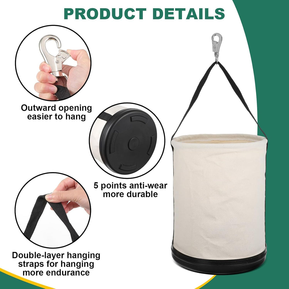 Lemecima Utility Canvas Bucket 15" x 12" All Purpose Truck Tool Buc...