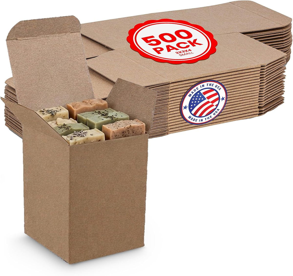 MT Products Tuck Top Kraft Paperboard Gift box 3" x 3" x 4" - Gift Boxes with Lids - Pack of 500