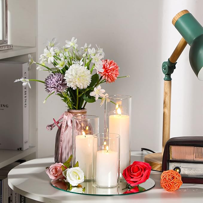 12 Pcs Thin Glass Cylinder Vases 2.5''/3.3'' Diameter 2mm Wall Thickness Clear Flowers Vase Hurricane Floating Candles Holders for Table Centerpieces Wedding Decor (2.5'' X 5'',6'',8'')