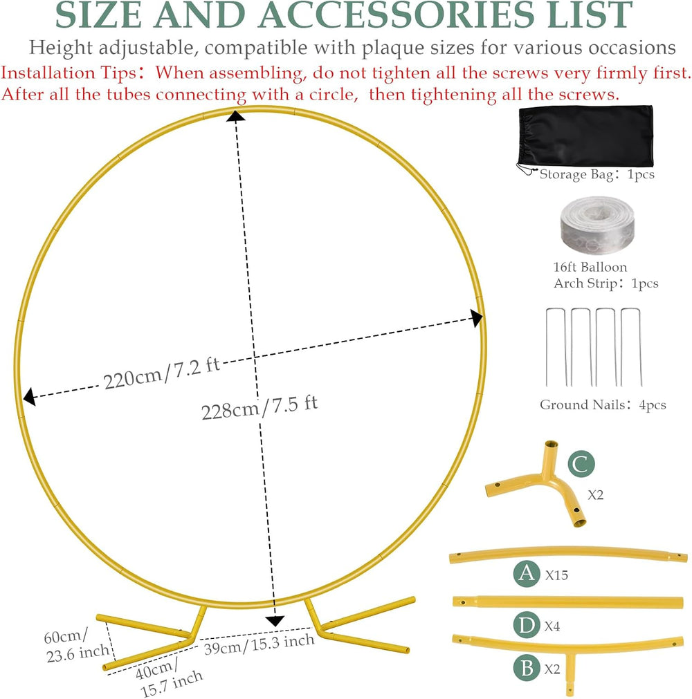 WellSign 7.2FT Circle Wedding Arch Backdrop Stand for Parties