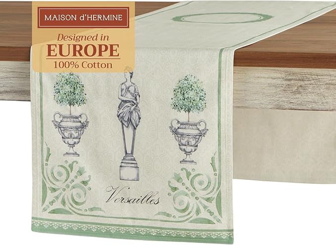 Maison d' Hermine Table Runner 100% Cotton Double Layer Table Runners 72 inches Long Decorative for Home Kitchen Dining Party Wedding Bridal Shower Spring Summer (Jardin Du Roy, 14.50" x 72")