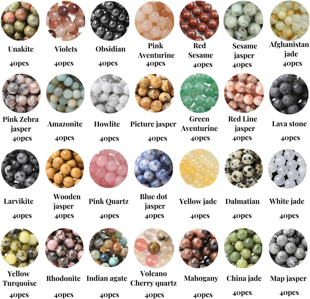 1120pcs 6mm Crystal Natural Gemstone Beads Bracelet Jewelry Making Kit