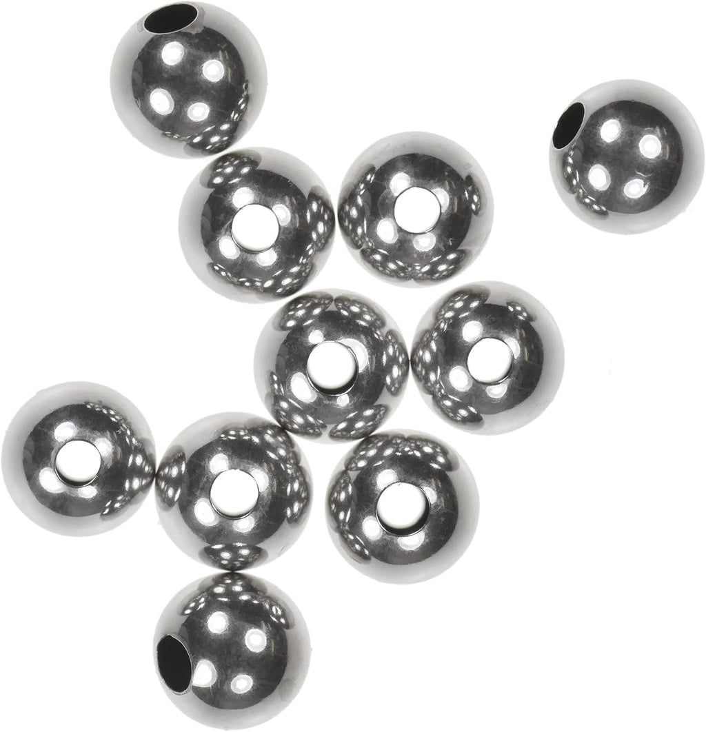 uGems 14K White Gold 3mm Hollow Smooth Beads (10 pcs)