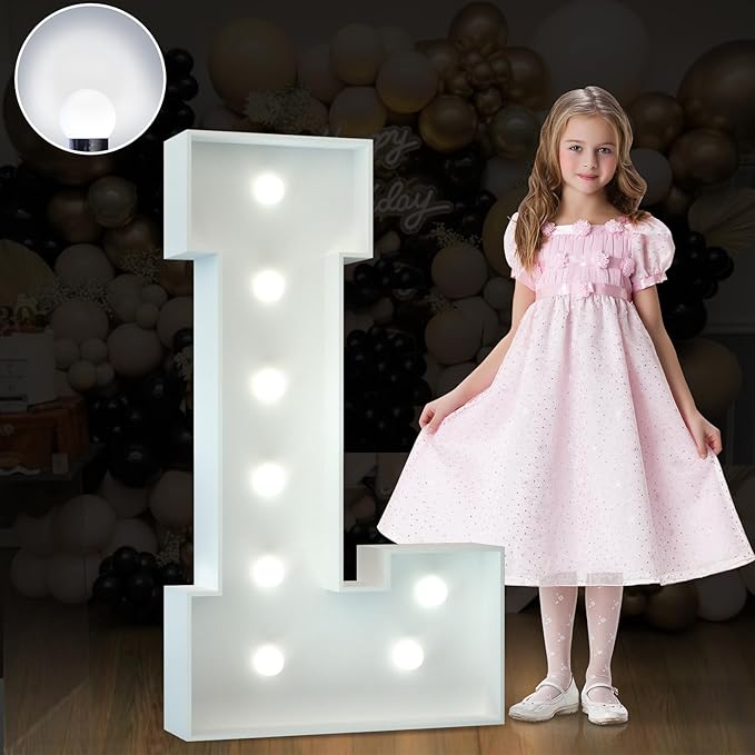 Marquee Letters 3 Feet Tall Large Light Up Letters Baby Shower Decorations Wedding Engagement Proposal White Party Decorations Marry Me Sign Big Cardboard Backdrop L