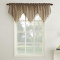 No. 918 Erica Crushed Voile Ascot Beaded Sheer Rod Pocket Curtain 3-Piece Set