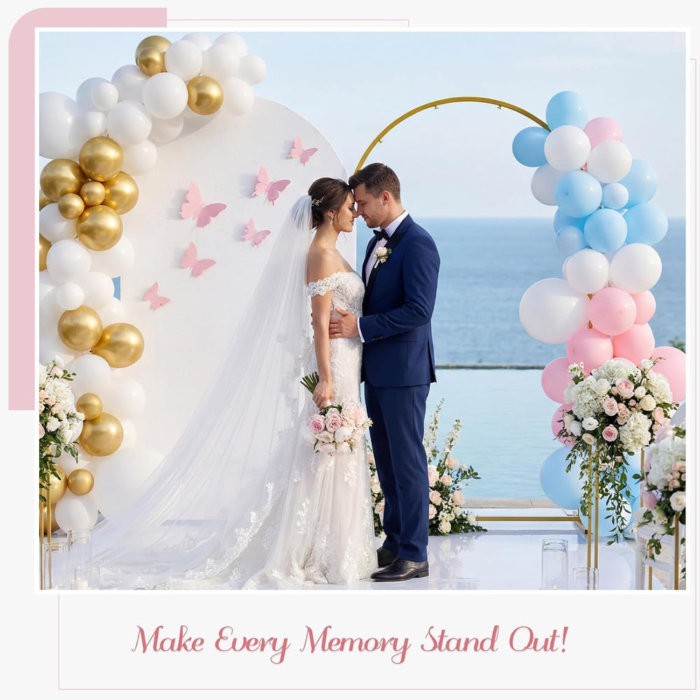7.2FT Metal Balloon Arch Stand and Cover Set, Gold