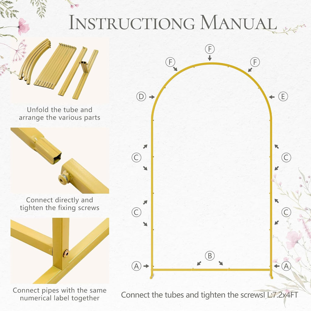 3 Pack Arch Backdrop Stand (4FT/5FT/6FT), Metal Arch Frame Stand with Cover