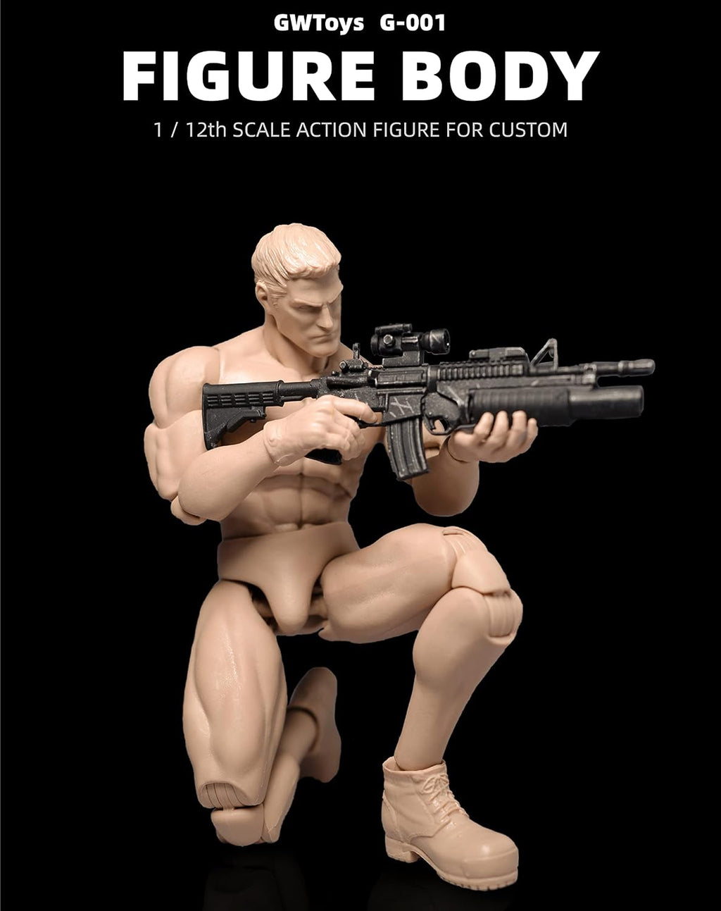 1/12 scale action figures custom muscle male figure, close-up detail