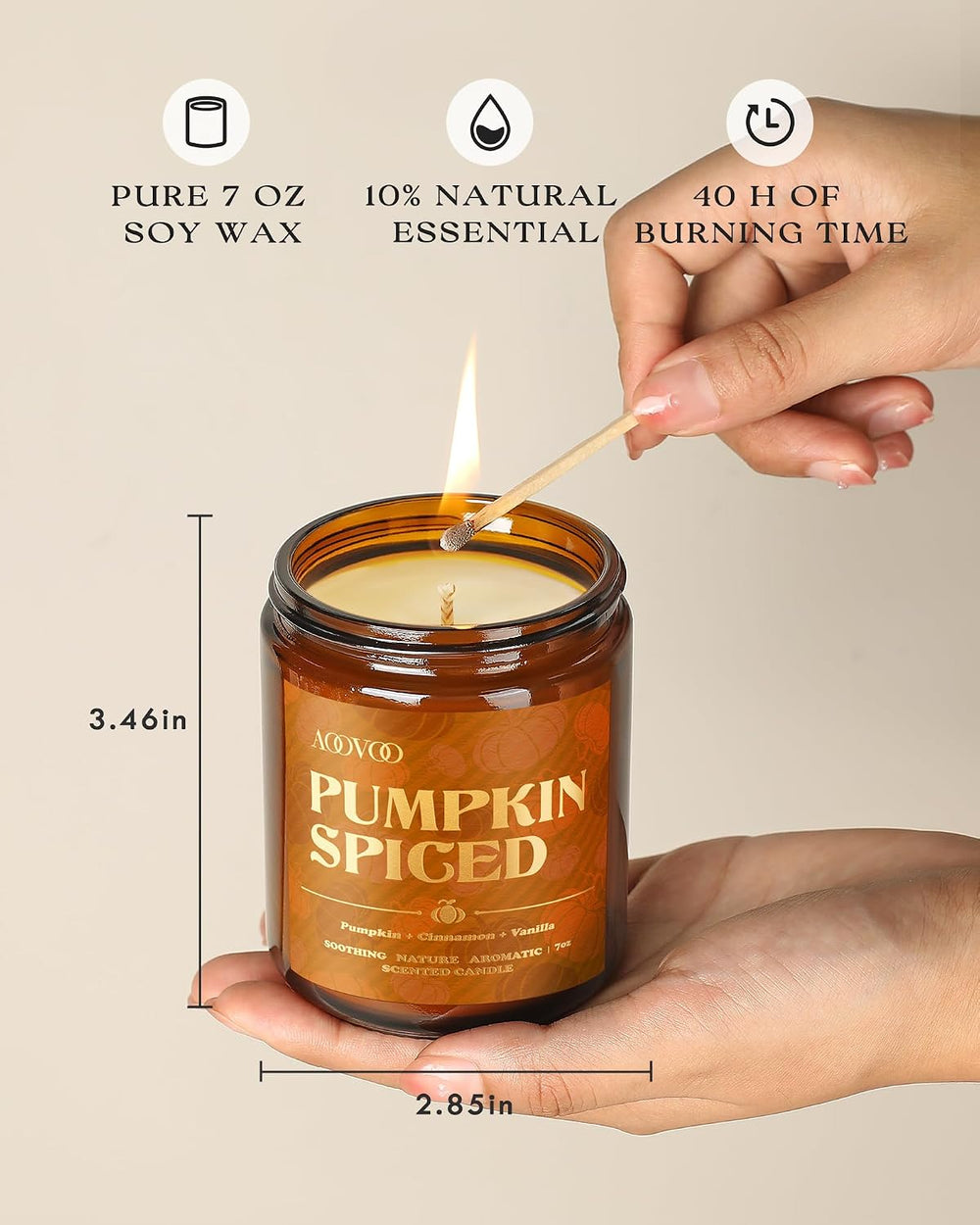 AOOVOO 6 Pack Fall Candles Set - 42oz Autumn Candle Gift for Home Scented