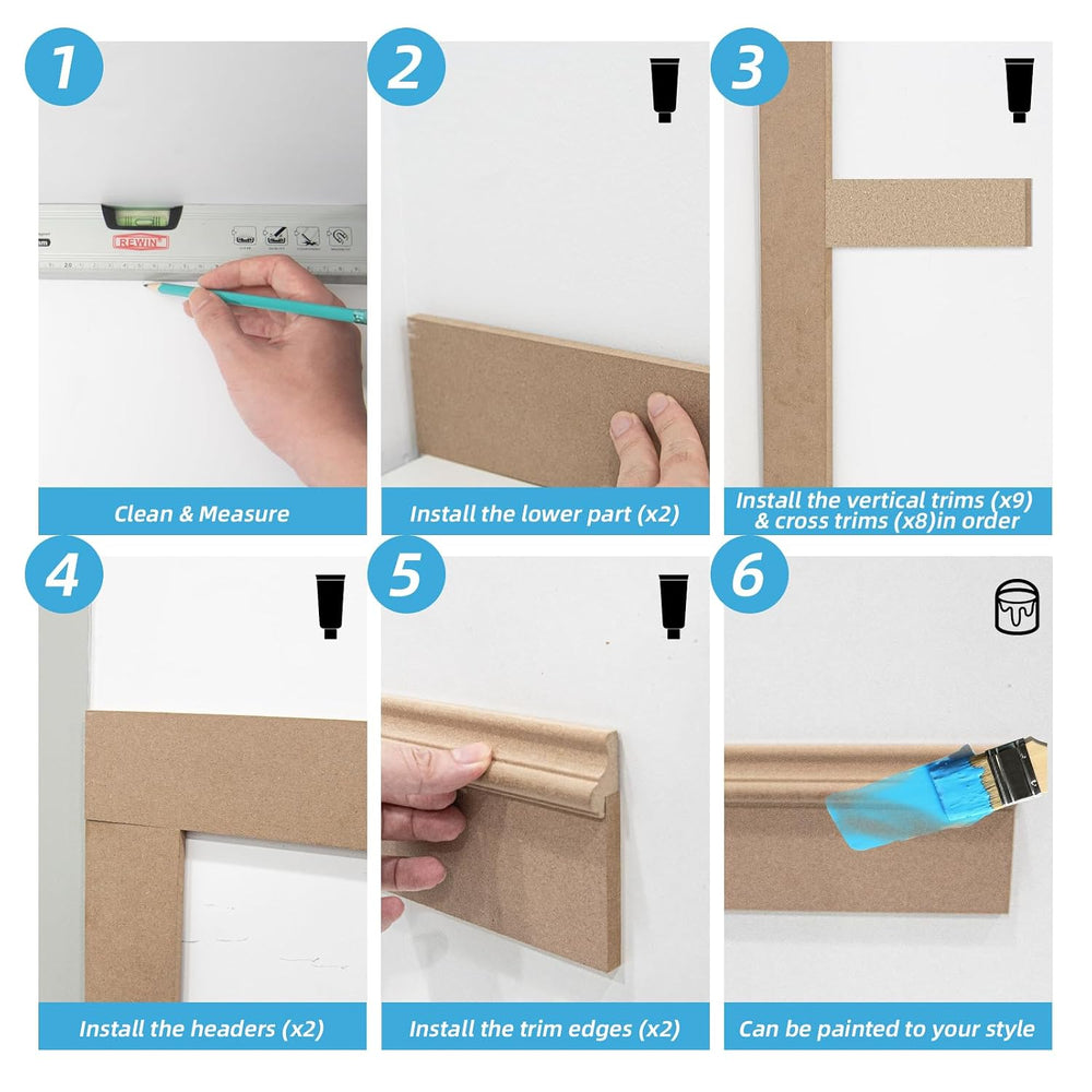 Art3d Premade Paintable Board and Batten Wainscoting Kit, 94.5 x 54 in