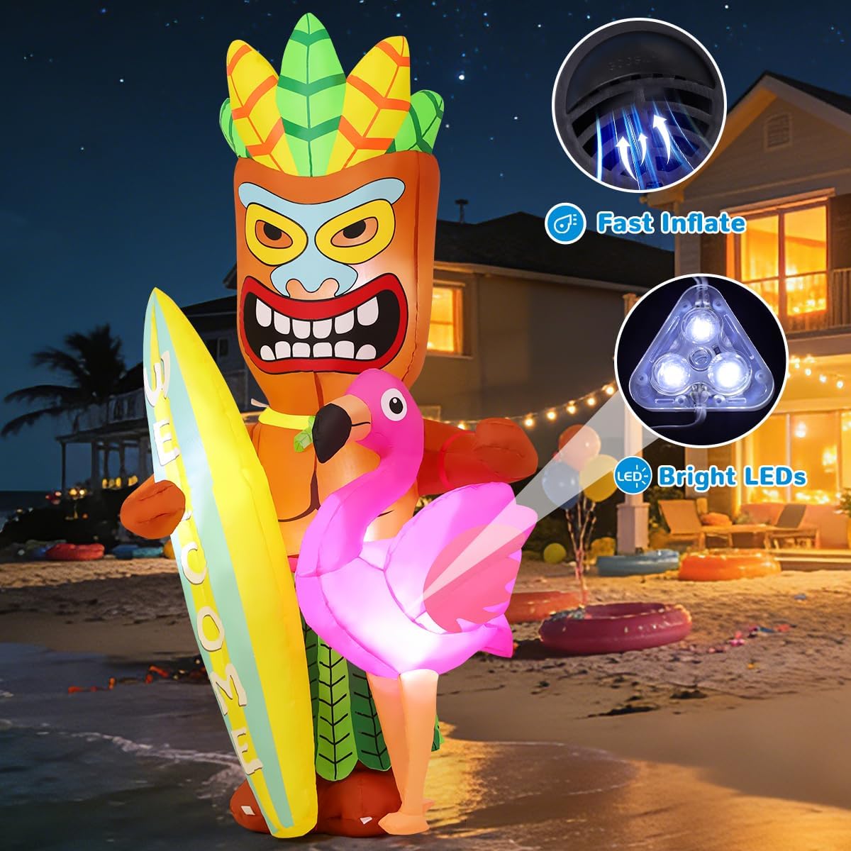 goosh 6 ft summer inflatables tiki luau decorations, package contents