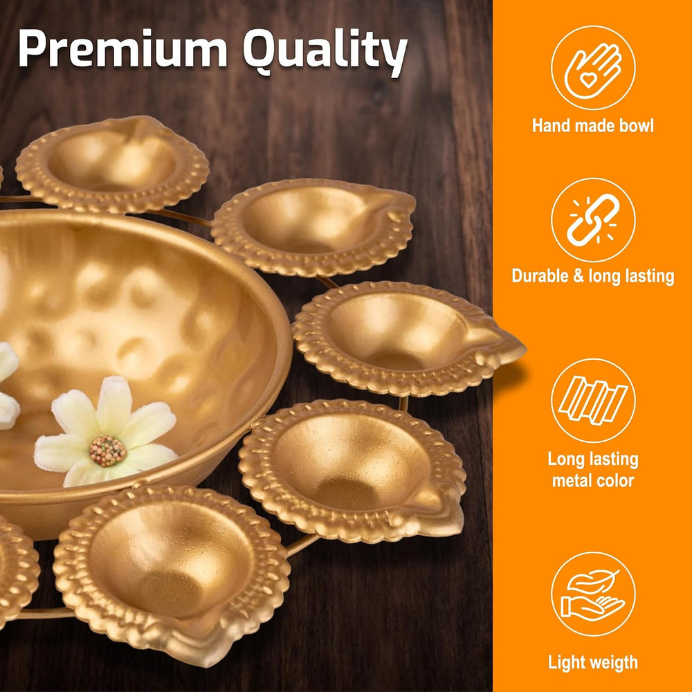 Urli Bowl,14 Inch Diwali Decor for Floating Flowers & Tea Light Diya Holder