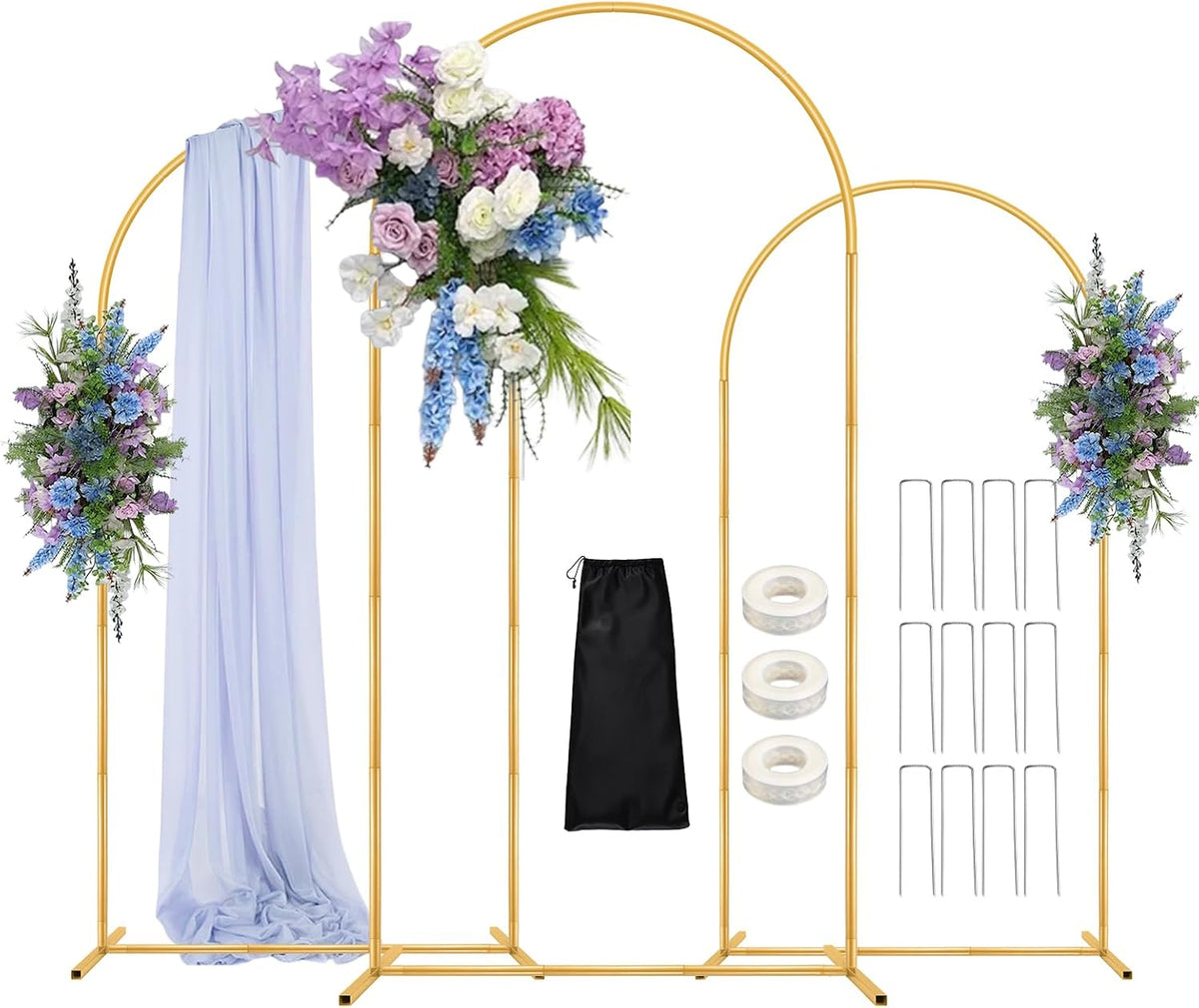 6FT,5FT,4FT Balloon Arch Stand Kit with Base Set of 3