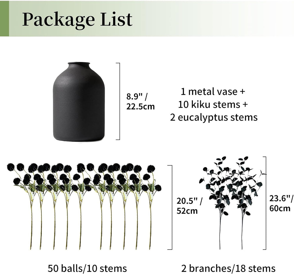 BLOSMON Black Flowers Artificial for Halloween Dining Table Centerpieces