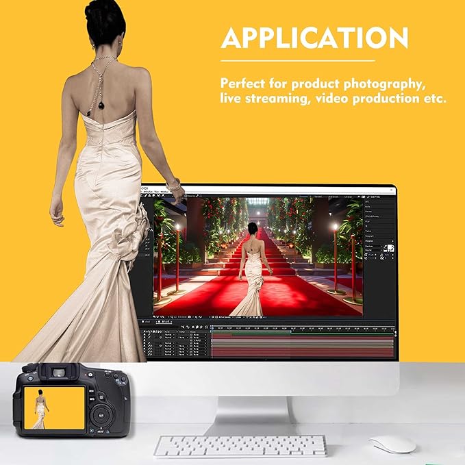 Yellow Photo Backdrop, Photo Booth Portrait Photography Backdrops, Studio Yellow Backdrop for Photoshoot Streaming Video Shooting 10x20ft