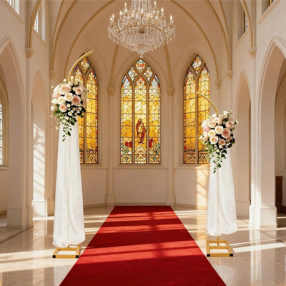 7.9FT&6.7FT Half Arch Balloon Stand with Base, Metal Wedding Arch Stand