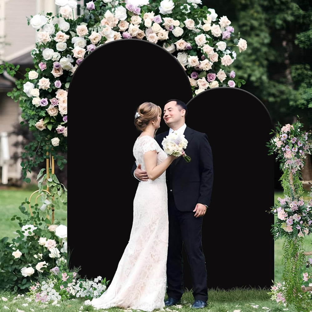 Thick Arch Backdrop Cover 7.2 & 6FT, Black Spandex Chiara Arch Covers Str...