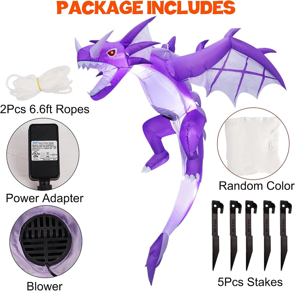 atdawn inflatable halloween decorations inflatables dragon, lighted blow, close-up detail