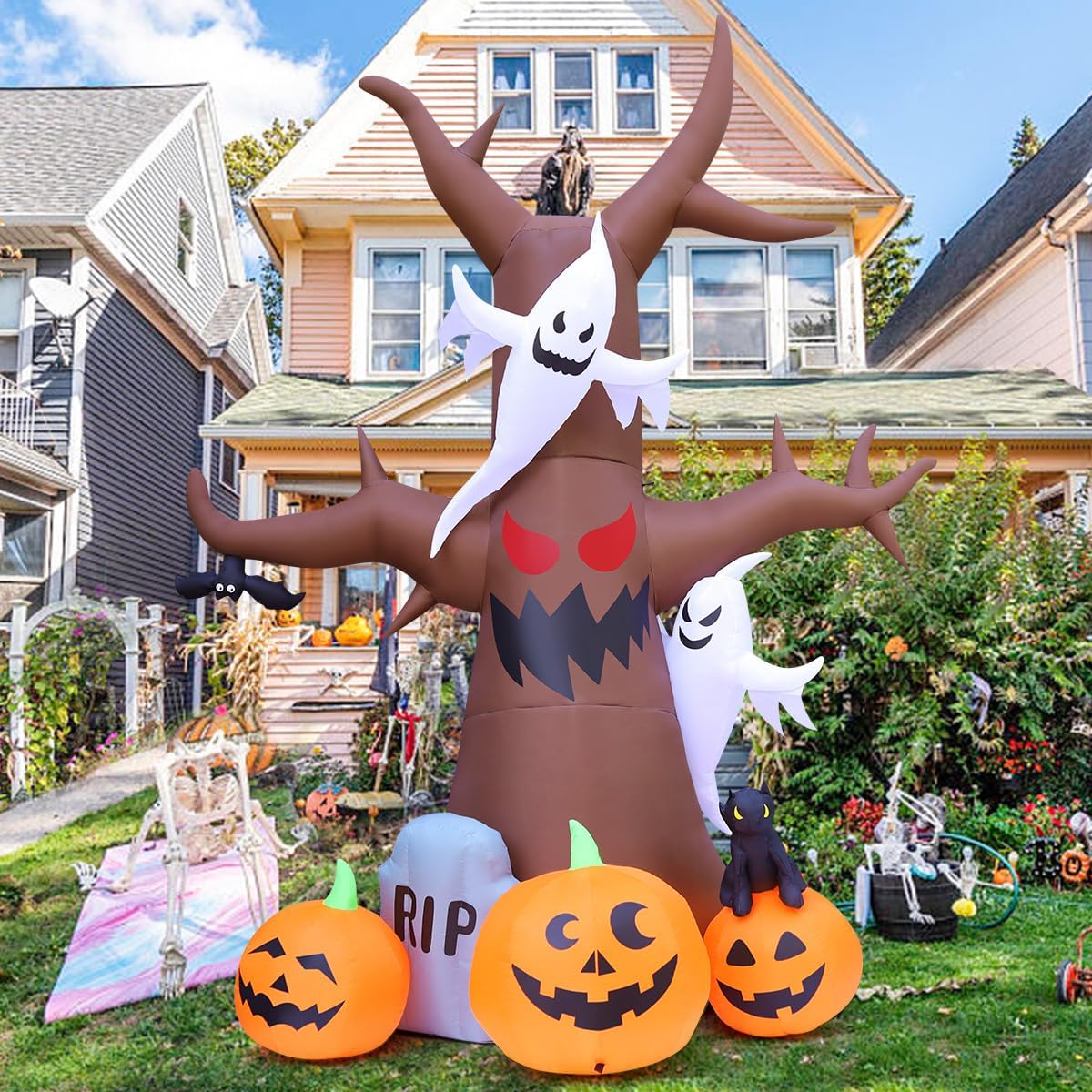 goosh 12 ft halloween inflatables tree outdoor decorations, close-up detail
