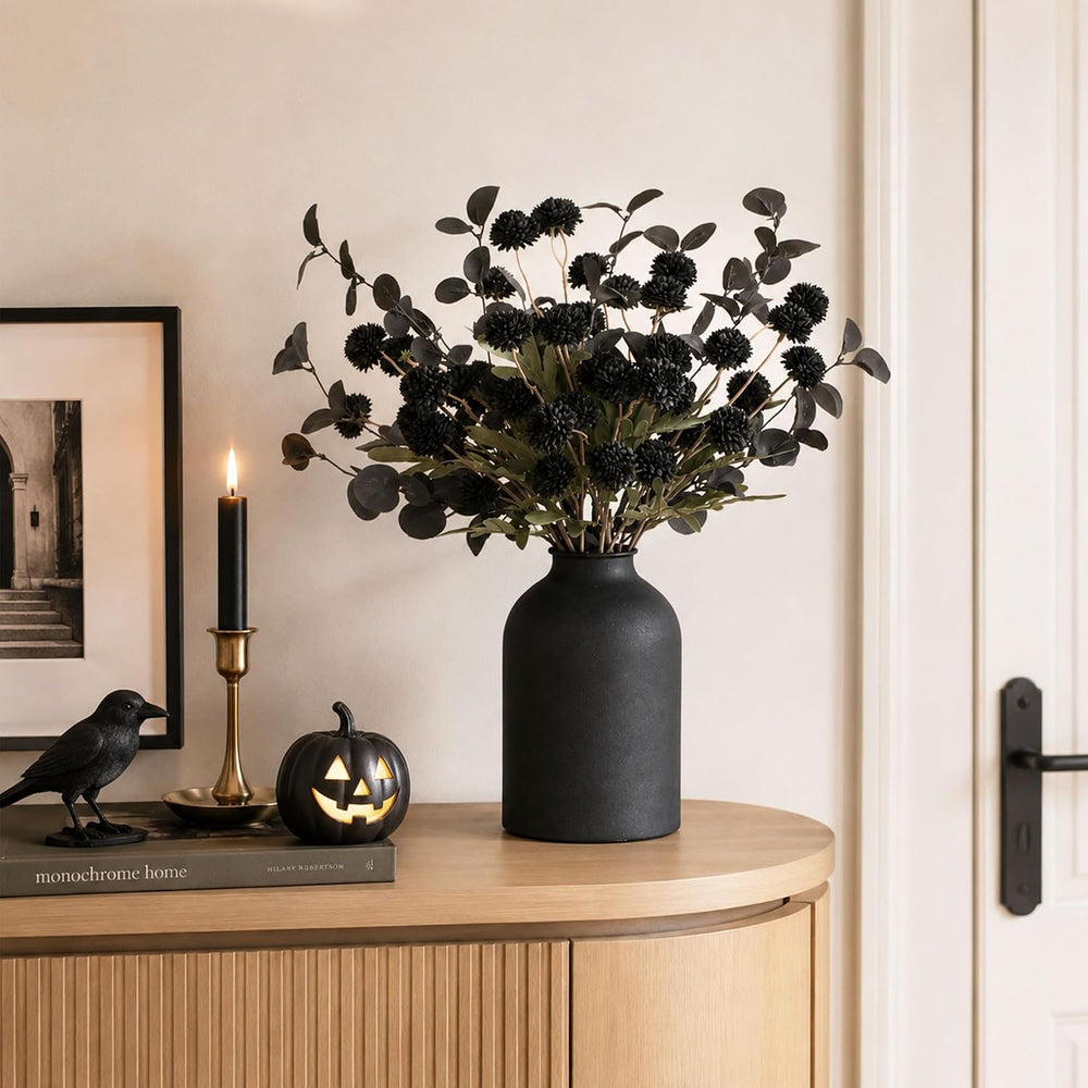BLOSMON Black Flowers Artificial for Halloween Dining Table Centerpieces
