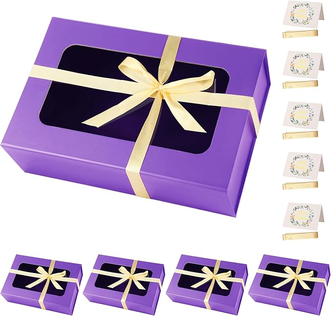 Purple Large Gift Boxes with Window, 13.5"x9"x4.3" Bridesmaid Boxe for Gift Giving,Birthday Gift Box with Magnetic,Closure Lid Gift Boxes for Presents,Cute Boxe,Luxury for Gift Packaging,Gift Box for Wrapping Gifts