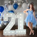 Marquee Numbers 4 Feet Tall Big Light Up Numbers 21st Birthday Decorations Women Men White Anniversary Party Decor Large Cardboard Prop Backdrop Sign 21