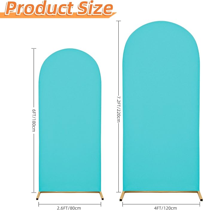 Wedding Arch Cover 7.2FT 6FT Arch Backdrop Cover Spandex Fitted Arch Cover for Round Top Chiara Backdrop Stand Covers for Wedding Birthday Party Baby Shower Banquet Ceremony Decoration (Set of 2)
