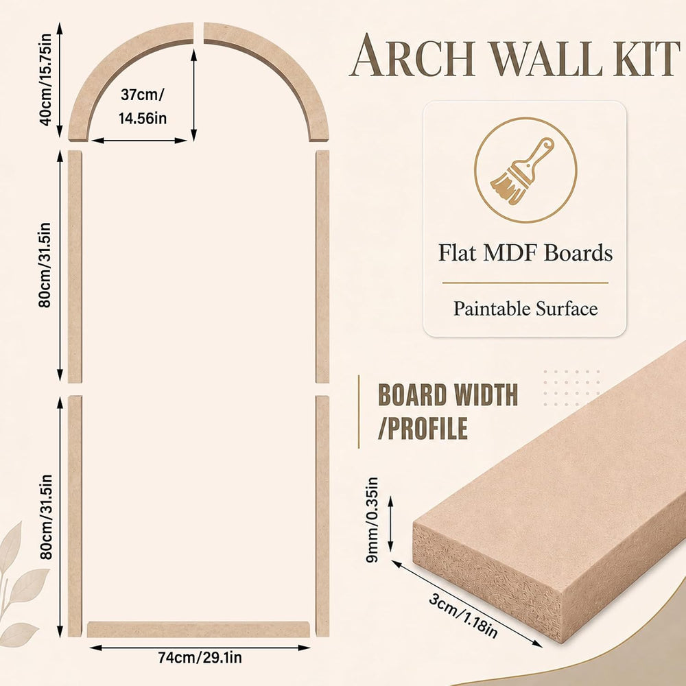 Nuanchu 94 x 29 Inches 3 Set Arch Mdf Board and Batten Wall Panel Kit