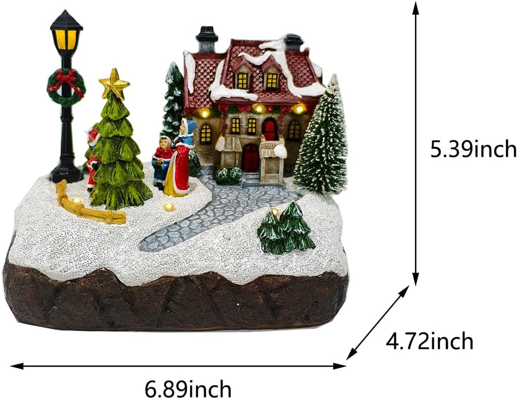 Christmas Village Houses Scene Christmas Indoor Decorations Village House Figurine Light Xmas Tree Decor Gift Winter Holiday Ornament