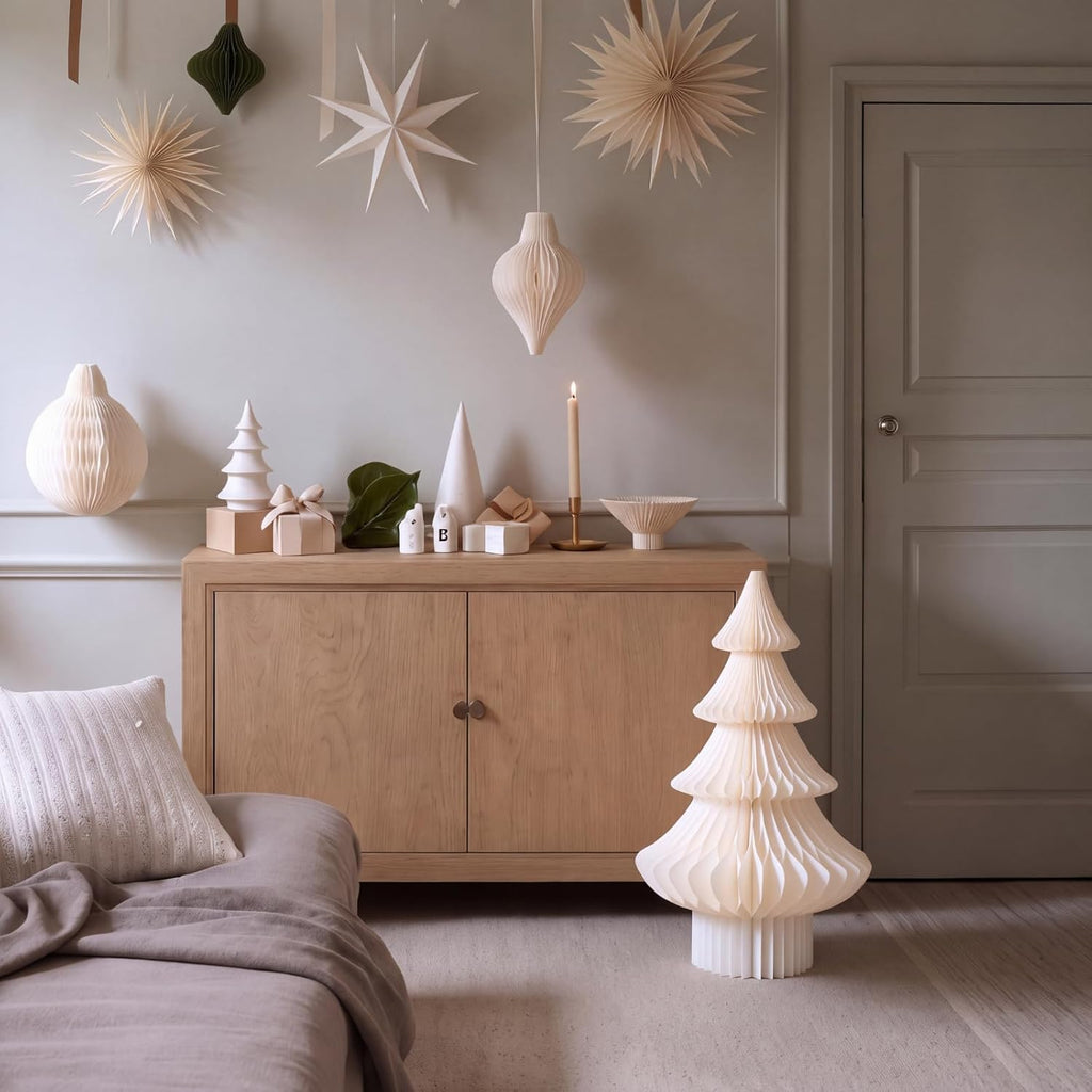 Spiareal 2 ft Beige White Extra Large Honeycomb Paper Christmas Tree