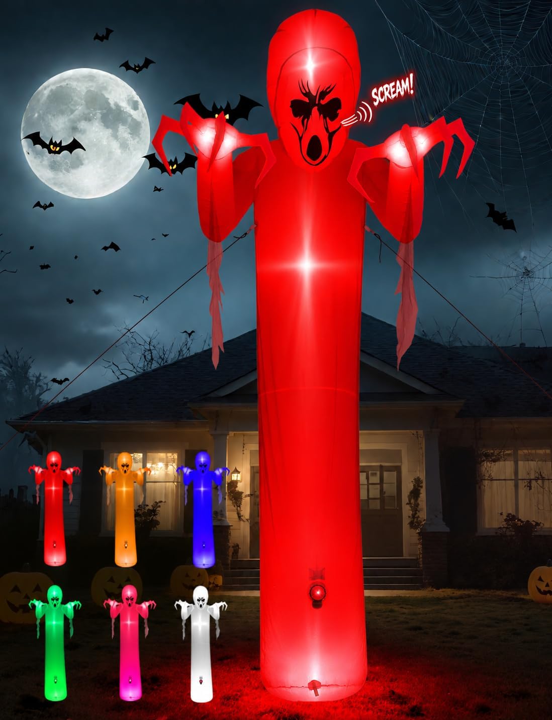 Elegear 12FT Gauze Ghost Halloween Inflatable, Motion-Activated Sounds