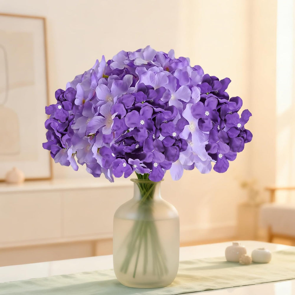 50 Pcs Faux Purple Mix Hydrangea Artificial Flowers Bulk Fake Flowers