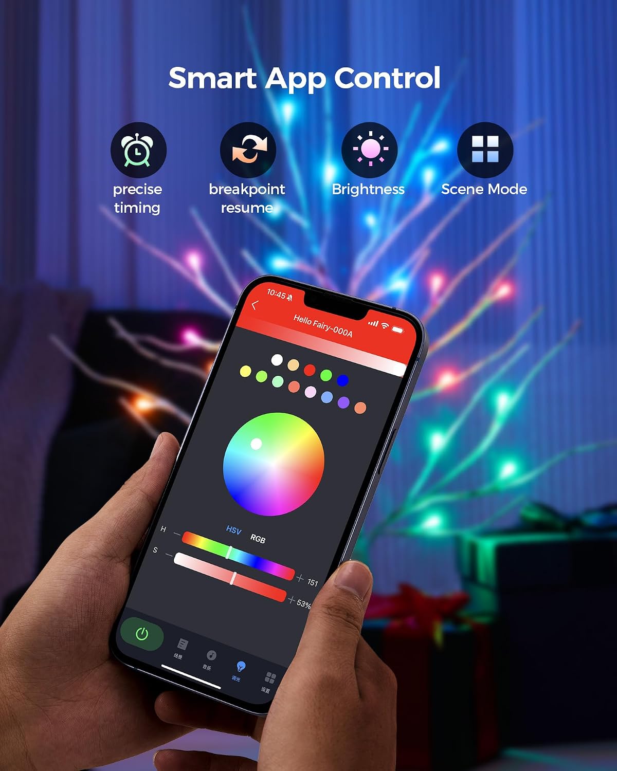 Ariceleo 2FT Lighted Birch Tree with RGB LED Lights, USB Powered, Timer & APP Control, 24 LED, Tabletop Decor for Christmas, Thanksgiving, Holiday Decorations – Indoor & Outdoor Use(2 Packs)